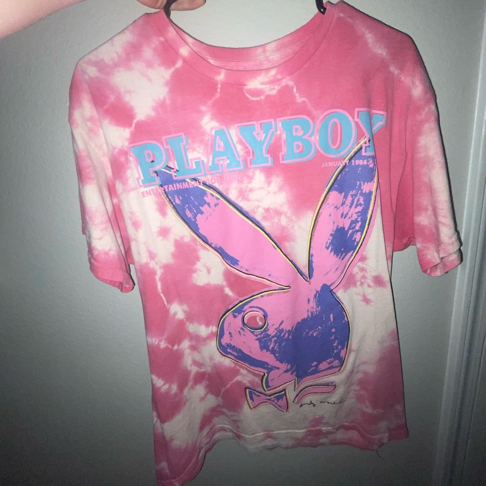 pink tye dye playboy TShirt